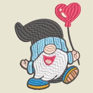 Stickdatei Gnom mit Herzballon in 6 Größen, Maschinenstickerei, Stickmuster mit Herz Motiv, süßer Gnom Bild 2