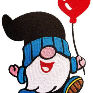 Stickdatei Gnom mit Herzballon in 6 Größen, Maschinenstickerei, Stickmuster mit Herz Motiv, süßer Gnom Bild 3
