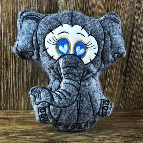Stickdatei ITH Elefant EMILY für Rahmen 16×26 cm, Maschinenstickerei, ITH Stickmuster mit Tiermotiv