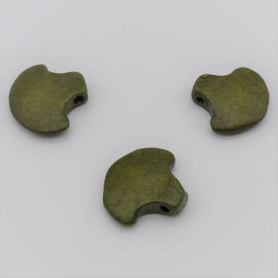 Außergewöhnliche Keramikperlen, olivgrün, halbrund, Beilform, Sonderform, Schmuckelement, Anhänger, Perlen, Keramik