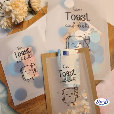Druckvorlage Toast Karte A4 – Geldgeschenk zum Ausdrucken • PDF Motiv Ein Toast auf dich • Geschenkidee Geburtstag