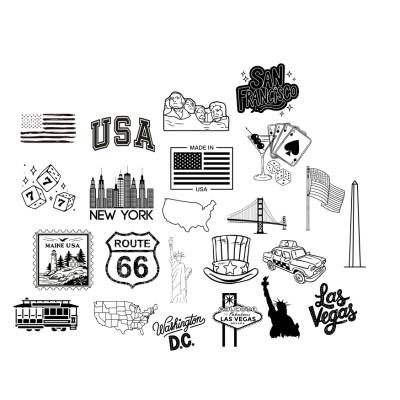 USA Bundle PNG SVG Datei - Download Plotterdatei - svg png Datei - New York Route 66 Lady Liberty Golden Gate Bridge
