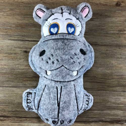 Stickdatei ITH Nilpferd BERTA für Rahmen 20×30cm, Maschinenstickerei, ITH Stickmuster mit Tiermotiv