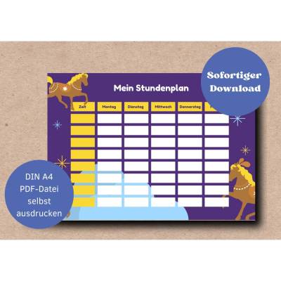 Stundenplan Pferd A4  als  PDF-Datei