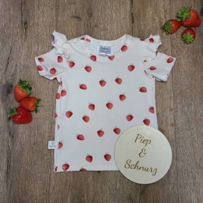 Kinder T-Shirt Erdbeere mit süßen Flügelchen aus traumhaft weichem BIO-Baumwolljersey in Größe 80