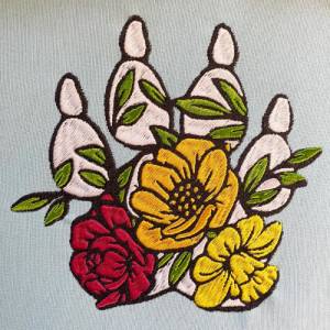 Stickdatei florale Hundepfote mit Kralle in 6 Größen, Maschinenstickerei, Stickmuster mit Hundemotiv Bild 3