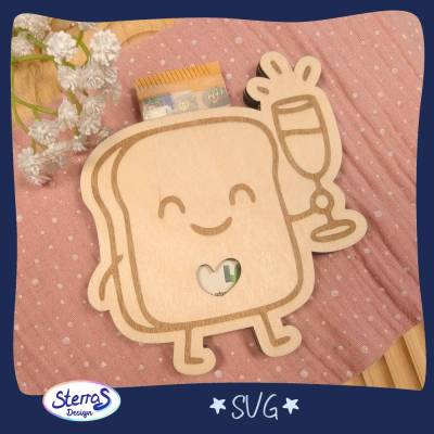 Laserdatei „Toast mit Sektglas“ – Geschenkkarten- & Geldhalter, dreischichtig (SVG)