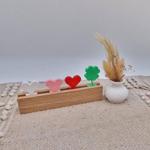 3D Stecker Herz & Kleeblatt für Kartenhalter – Geschenkidee für Mama, Oma & Freundin
