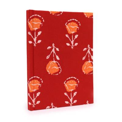Handgemachtes Notizbuch mit Baumwolleinband und Rosenmotiv – 20x15 cm, 96 Seiten