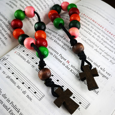 Taschenrosenkranz, Fingerrosenkranz,katholischer Rosenkranz, bunt