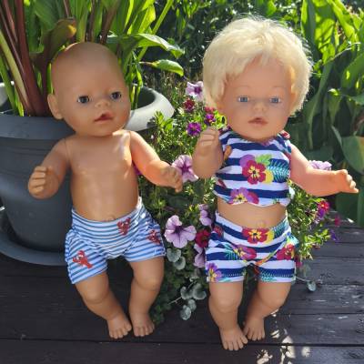 Stickdatei Sommer Bademode Puppenkleidung für Baby Puppe 43cm  Set 2555