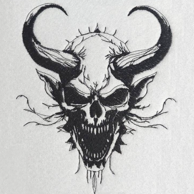 Schädel diabolisch Konturen Stickdatei 10x10cm