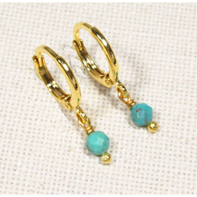 Geburtsstein Ohrringe Dezember Türkis kleine vergoldete Creolen (2257)