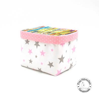 Utensilo für Pixibücher Sterne grau rosa  –  3 Größen, unkaputtbar u. Maxi Pixi Aufbewahrung