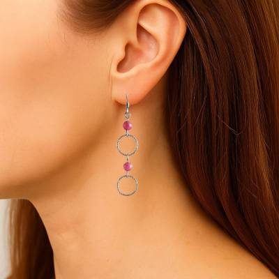 Edelstahl Ohrringe mit Turmalin Perlen – lange elegante Ohrhänger für Damen, modernes Design