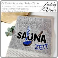 Relax Time Stickdateien – 20 Wellness- & Sauna-Motive ab 10x10 cm für Handtücher & Taschen Bild 2
