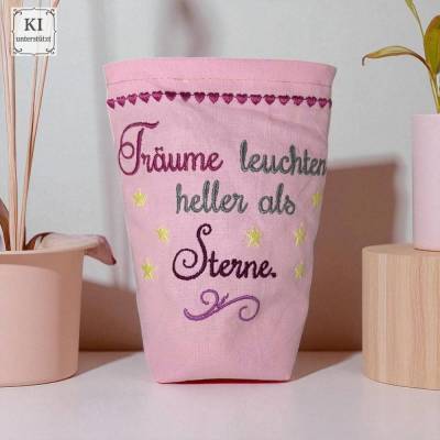 Stickdateien Spruch Träume leuchten heller als Sterne - Schriftzug