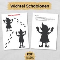 Wichtel Schablonen zum Ausdrucken mit Wichteln und Fußspuren, Wichtelstreiche Zubehör Bild 1