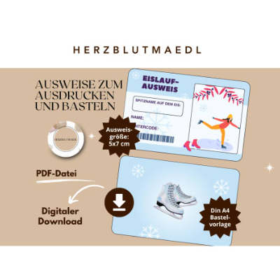 Individuelle Ausweise für dein unvergessliches Eislauf-Erlebnis – perfekt für Schlittschuhläufer aller Altersgruppen!