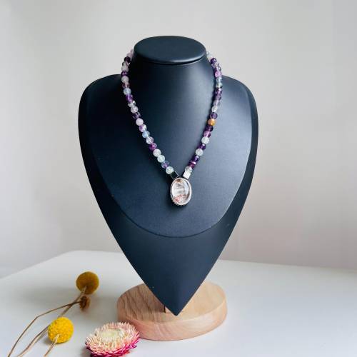 Bunte gemischte Edelstein-Unregelmäßige facettierte Kristall-Handgefertigte Perlenkette | Natürlicher Kristallanhänger |