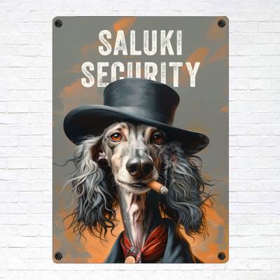 Hundeschild 'Saluki Security', wetterbeständiges Warnschild