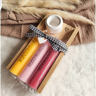 Nimm dir was du brauchst Geschenkset – Personalisierte Kerzen & Raysin Deko für Frauen - kleines Mitbringsel für Freundin - Danke sagen - Kleinigkeit schenken
