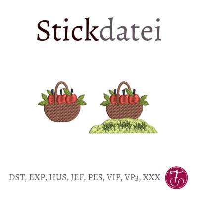 Stickdatei Apfel Apfelkorb Herbst