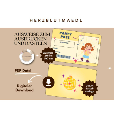 Personalisierte Kinderdisco Ausweis-Vorlagen – Mitgebsel & Party-Highlights zum Ausdrucken