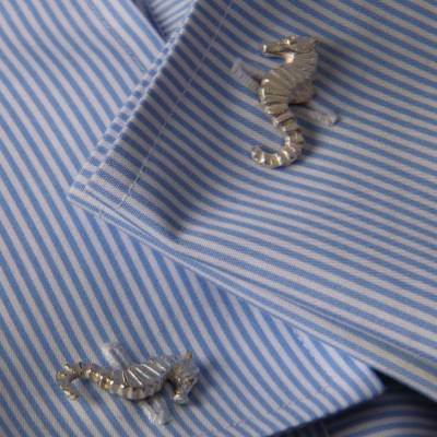 Manschettenknöpfe Seepferdchen 935 Silber – Handgefertigter maritimer Schmuck