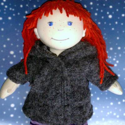 Puppenkleidung Jacke mit Kapuze Grau passend für Puppen 38 cm Neu