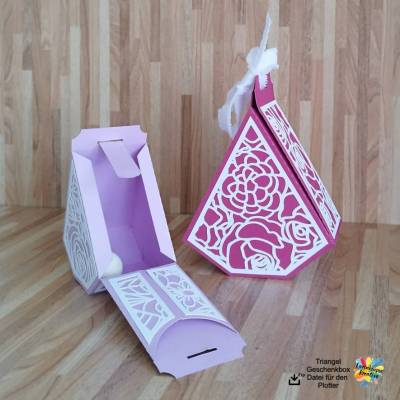 Plotterdatei Triangel Geschenkbox – DIY Geschenkbox in zwei Größen, SVG & DXF