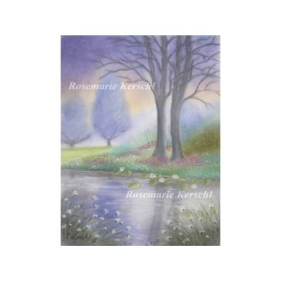 Pastellkreidebild *Dream* handgemalt Landschaft 50 x 35 cm Unikat weiß gelb blau lila rosa grün