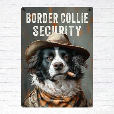 Hundeschild 'Border Collie Security', wetterbeständiges Warnschild