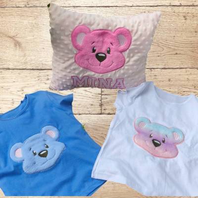 Stickdatei Teddy Bär Kopf Applikation – Set in 5 Größen mit Anleitung | Design-by-Jasmina