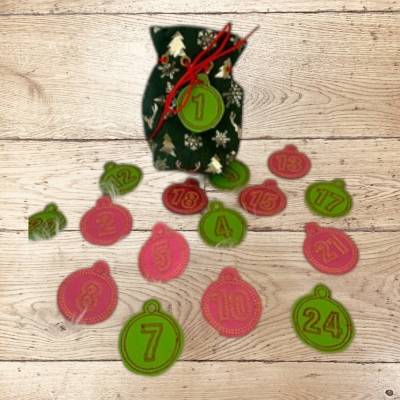 Stickdatei Weihnachten Adventskalender Zahlen Button Maschinenstickerei Set 771