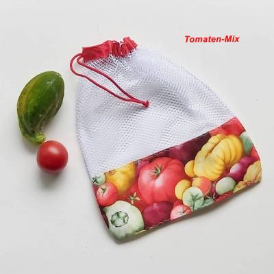 Tomaten Gemüsebeutel – Nachhaltige Gemüsenetze aus Baumwolle & Mesh, wiederverwendbar, umweltbewußt