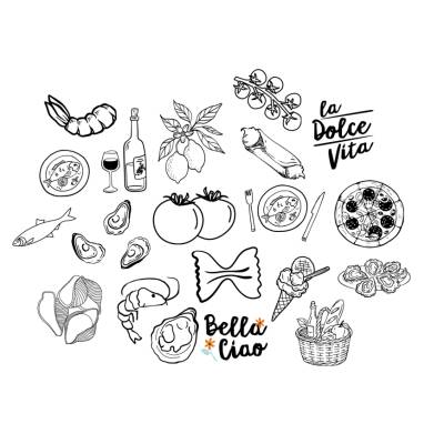 Pasta Nudeln Bundle PNG SVG Datei - Download Plotterdatei - Plotter File - Noodles Italia Italien Spaghetti Farfalle Rav