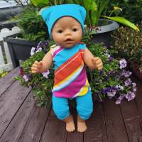 Stickdatei Sommer Puppenkleidung 43cm – Set Hose, Oberteil, Kopftuch für Baby Puppe Bild 4