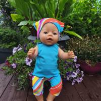 Stickdatei Sommer Puppenkleidung 43cm – Set Hose, Oberteil, Kopftuch für Baby Puppe Bild 5
