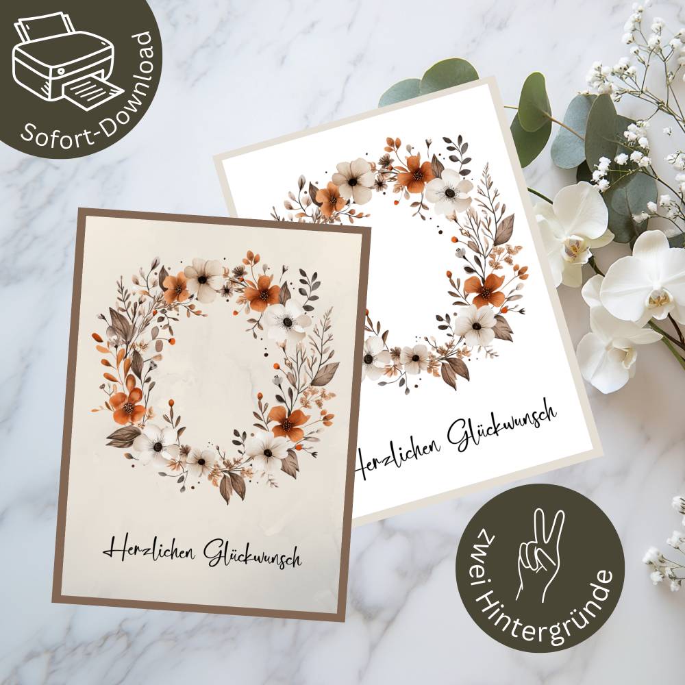 Herbstliche Glückwunschkarte als PDF – Edles Design zum Sofort-Download Bild 1