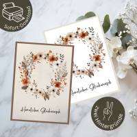 Herbstliche Glückwunschkarte als PDF – Edles Design zum Sofort-Download Bild 1