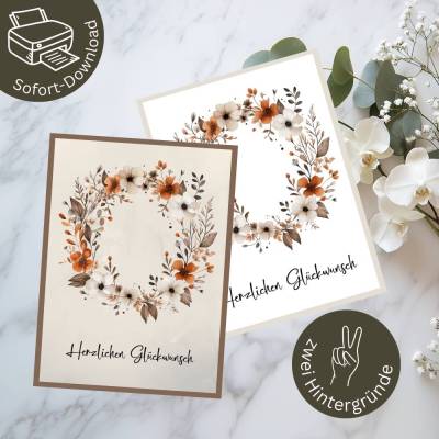 Herbstliche Glückwunschkarte als PDF – Edles Design zum Sofort-Download