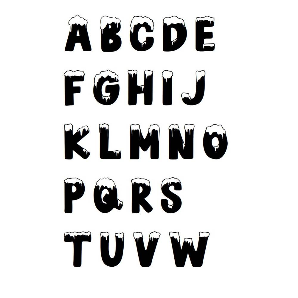 Kreuzstich Vorlage Alphabet Schneeschrift Großbuchstaben und Zahlen für Handstickerei Bild 1