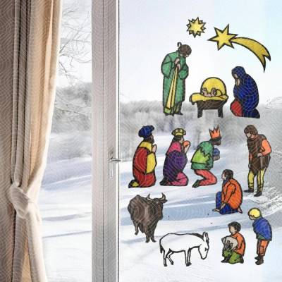 Laserdatei Fensterbild Krippe - Plotter - SVG - Figuren - Scherenschnitt - Weihnachten - Advent - Lasercut - Download