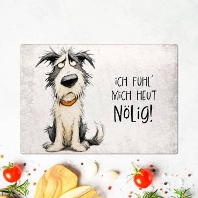 Glasschneidebrett 'Nölig', Frühstücksbrettchen, Schneidebrettchen, Humor, Arbeit, Geschenk