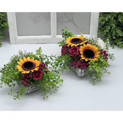 Grabgesteck in zwei Größen – Grabschmuck mit Sonnenblume für Urnengrab & Grabdekoration