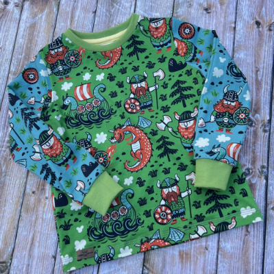 Langarmshirt Wickinger und Drachen Gr. 98/104 aus weichem Jersey