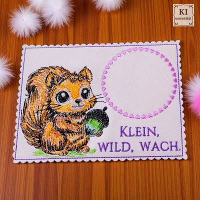 Stickdateien Eichhörnchen inkl. ITH MugRug für 10x10 cm Rahmen – Doro-Collection Scribble-Set