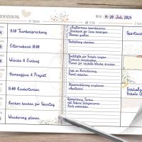 Wochenplaner Vorlage A4 Querformat | Dekorative Wochenübersicht zum Ausdrucken | Termine, To Dos & Notizen | Boho Blumen Bild 2