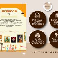 Personalisierte Kinderurkunde Museum – Geschenk & Andenken für kleine Entdecker DIN A4 PDF Bild 2